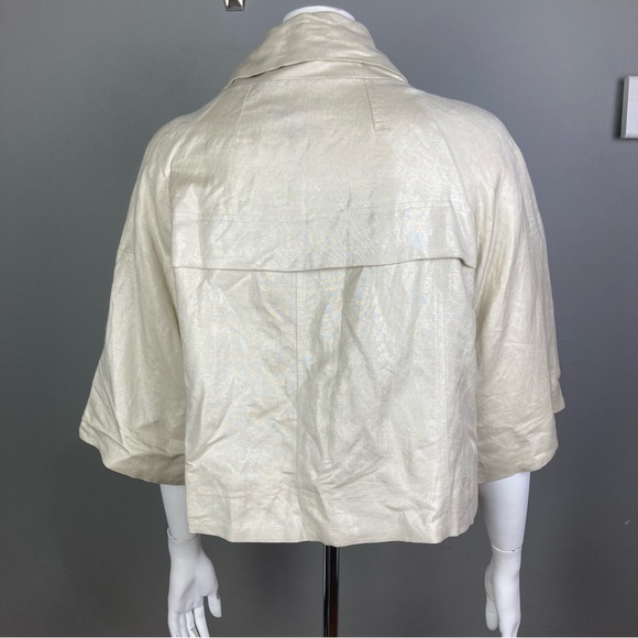 Sandro linen jacket size large neutral boxy spring nautical minimal relaxed crop - Picture 5 of 9